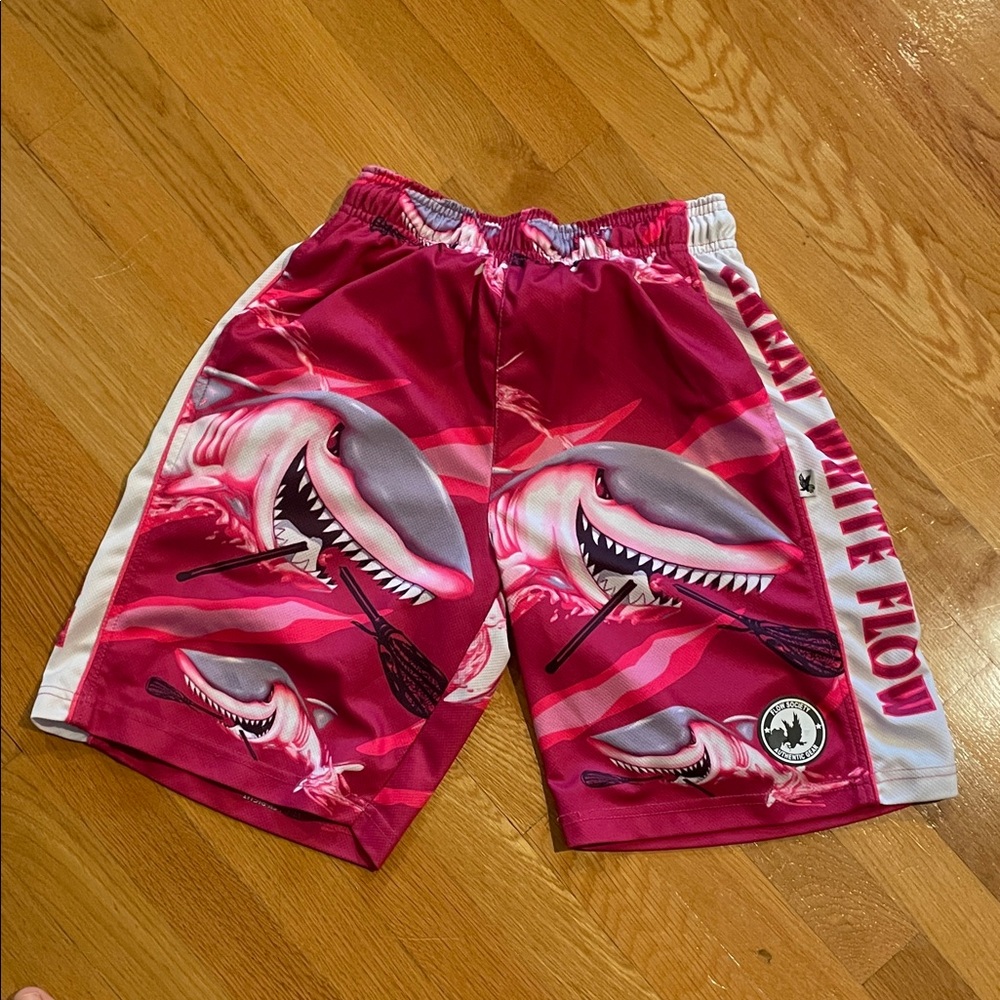 Vibrant Shark Print Kids Shorts - Pink and White